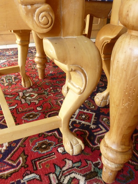 Farmhouse Style Pine Dining Table with Chippendale Style Chairs