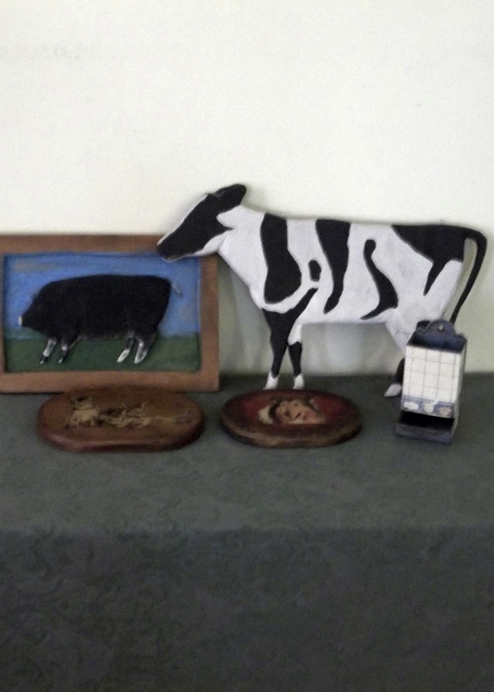 Decorative Wood Farm Animals & Vintage Match Holder