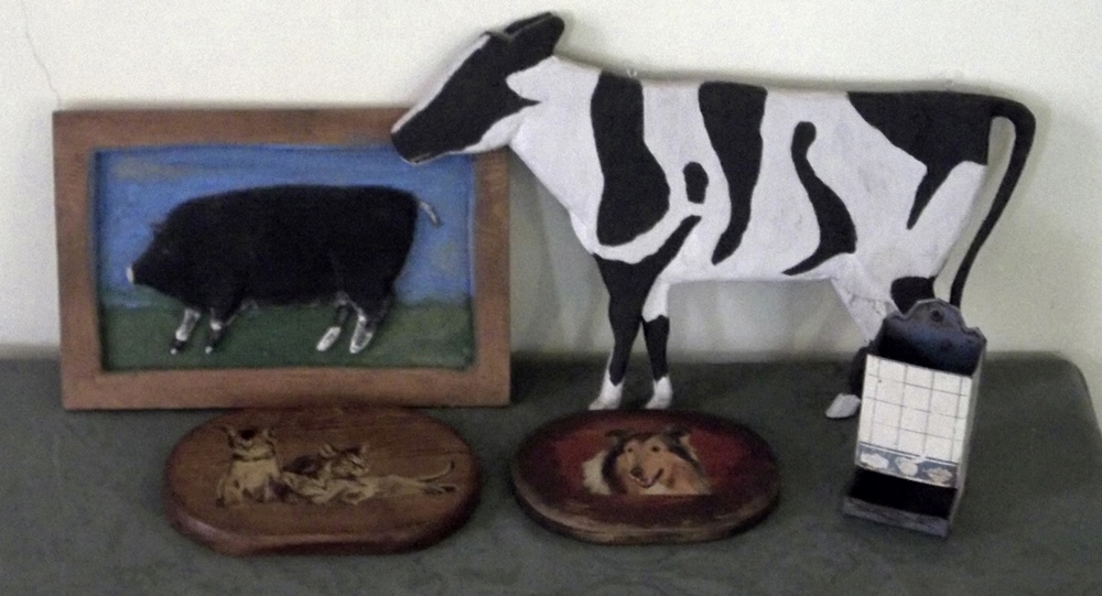 Decorative Wood Farm Animals & Vintage Match Holder