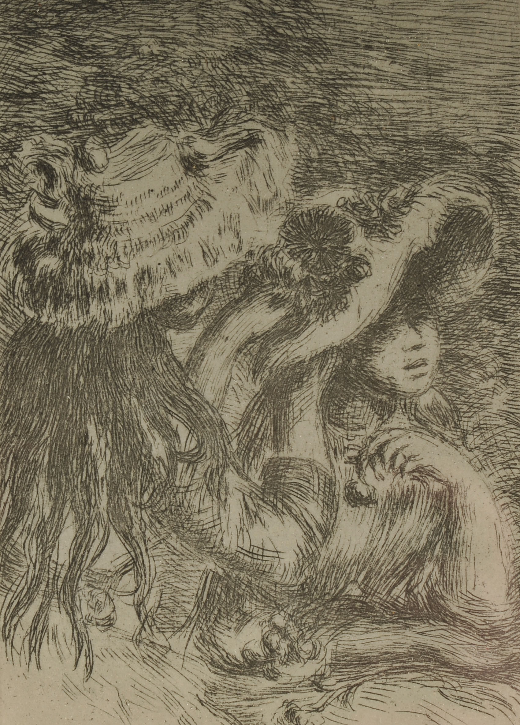 Pierre Auguste Renoir Restrike Etching, "Le Chapeau"