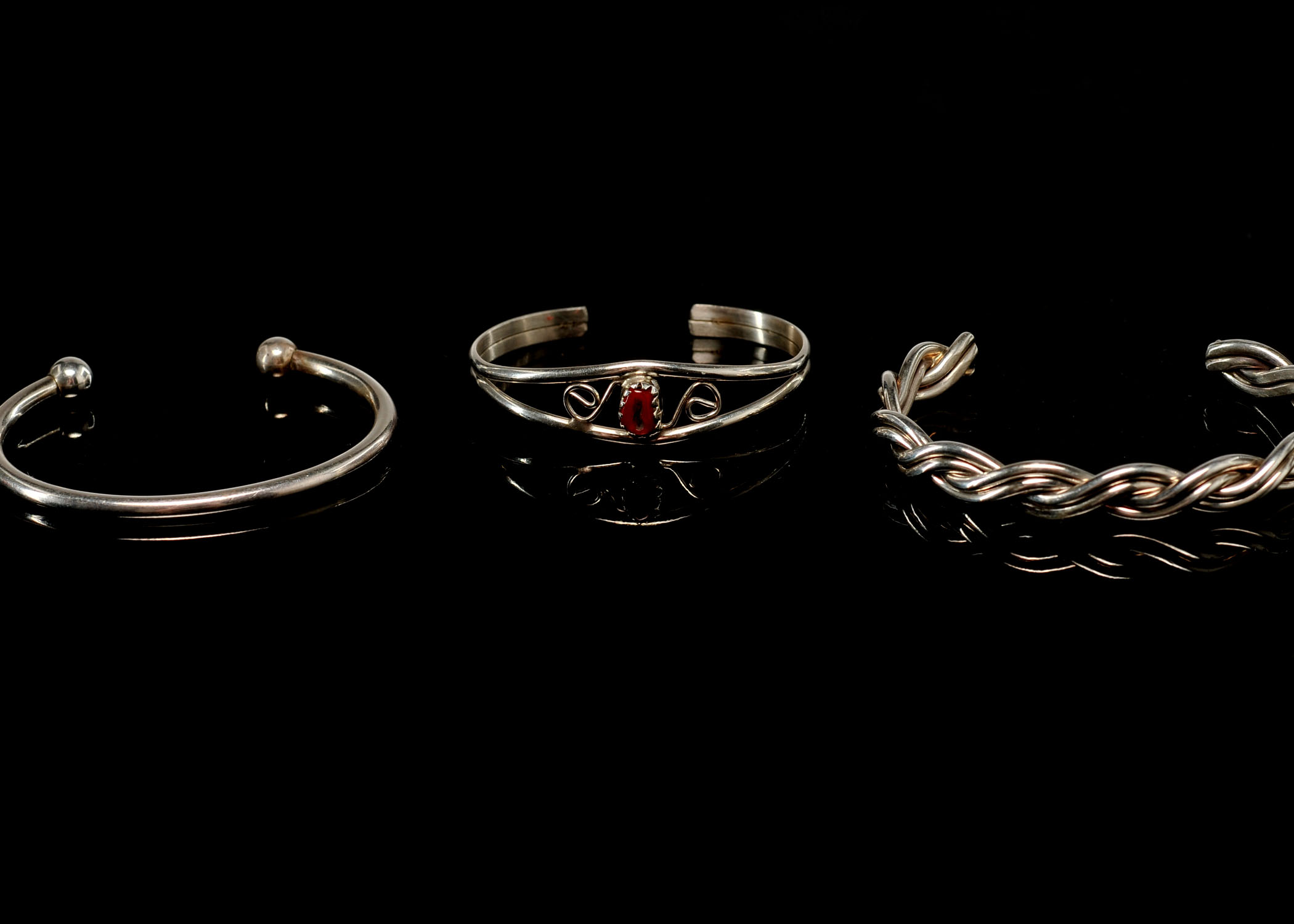 Three Child's Sterling Cuff Bracelets