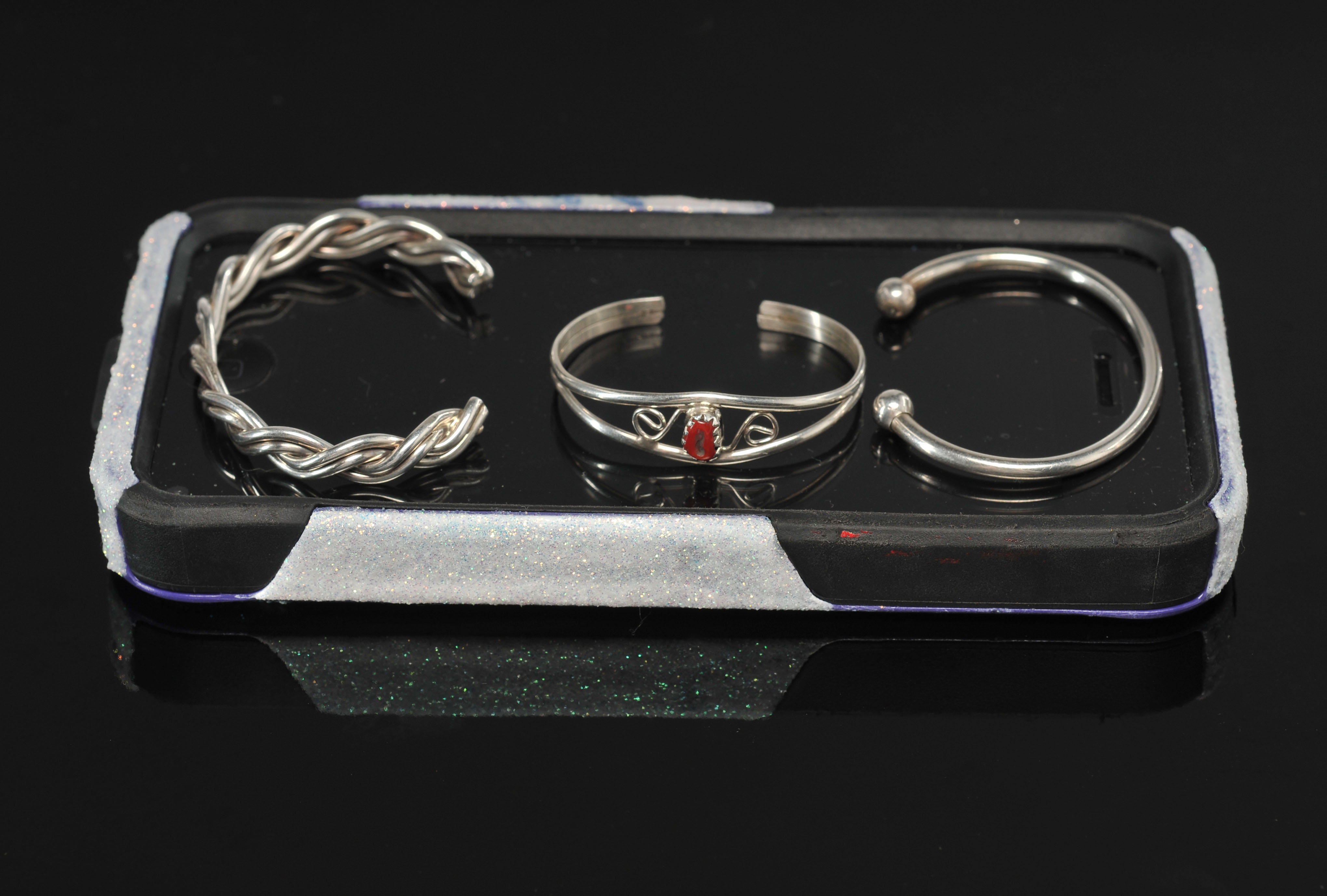 Three Child's Sterling Cuff Bracelets