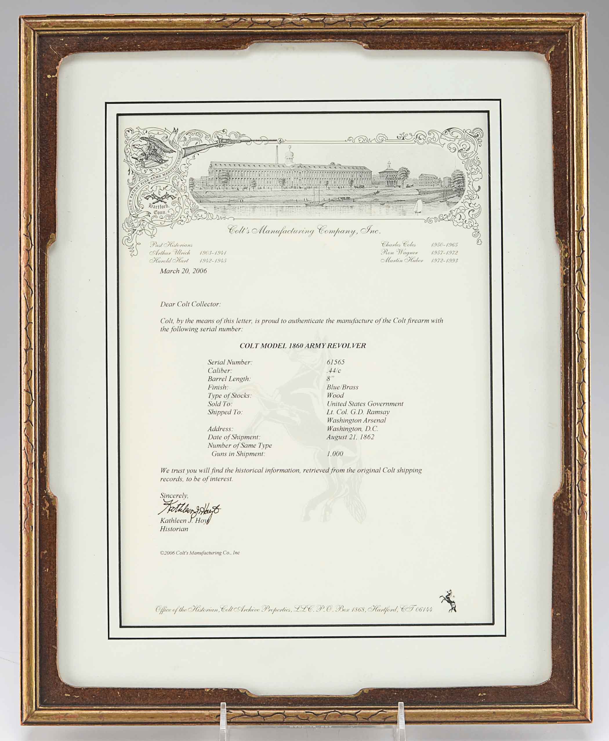 Colt Model 1860 Army Revolver, Percussion, circa 1862, Civil War Era