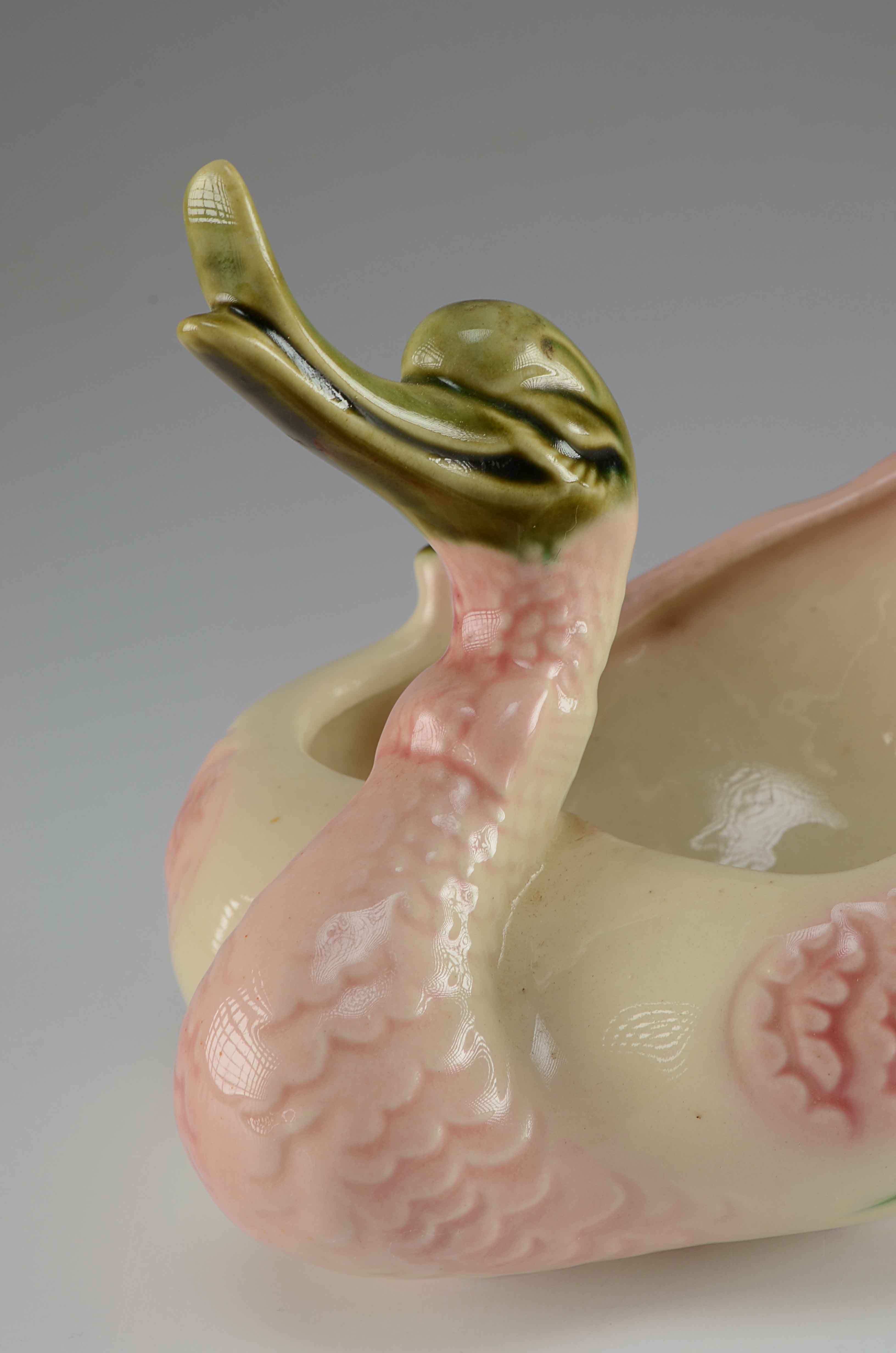 Vintage Hull Pottery Green and Pink Duck Planter