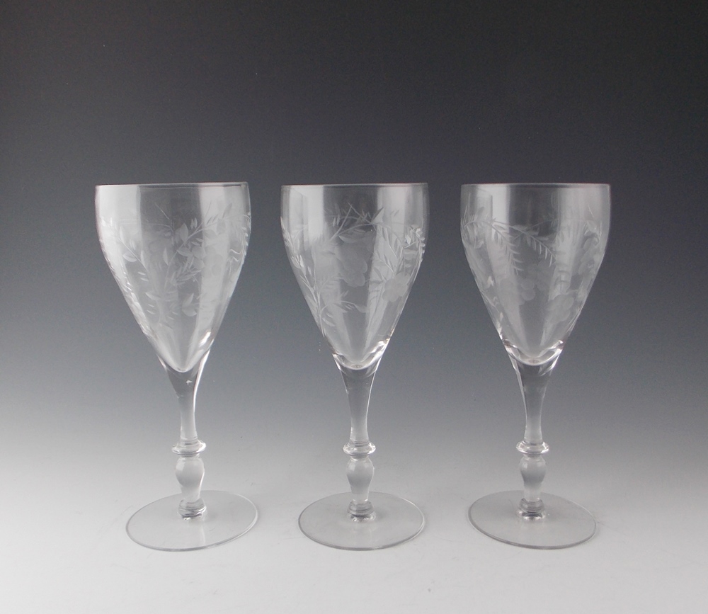 Vintage Etched White Wine Glasses
