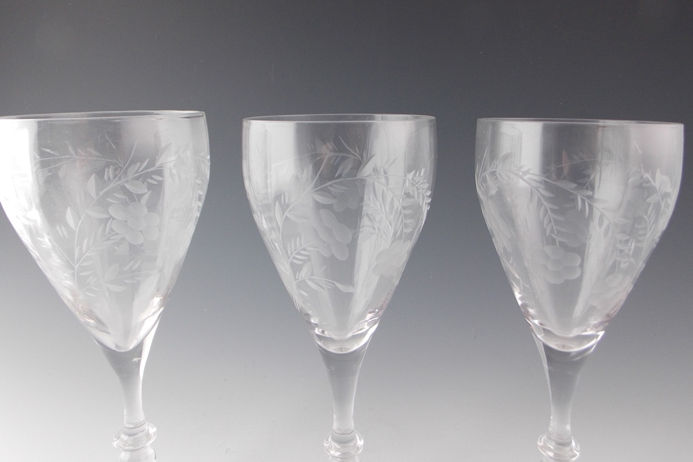 Vintage Etched White Wine Glasses