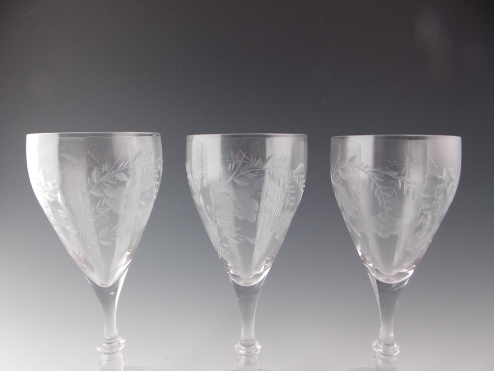 Vintage Etched White Wine Glasses