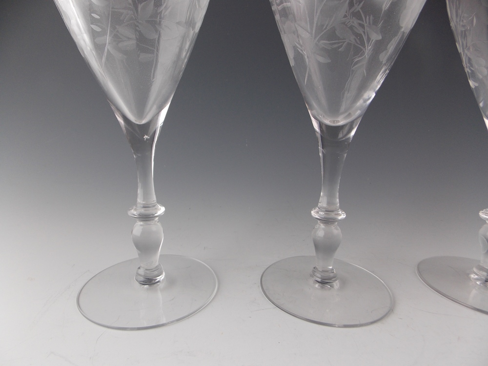 Vintage Etched White Wine Glasses
