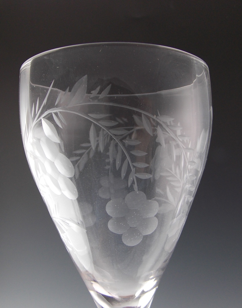 Vintage Etched White Wine Glasses