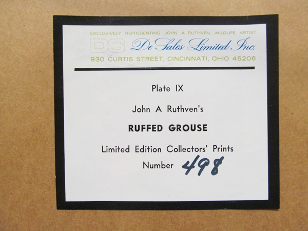Limited Edition Print "Ruffed Grouse" by John Ruthven