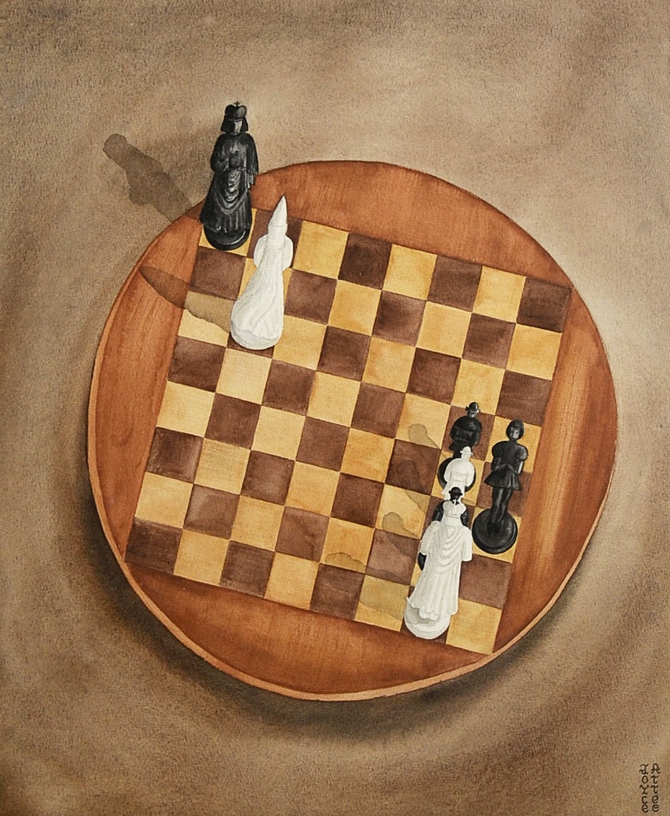 Joyce Attee watercolor titled "Stalemate".