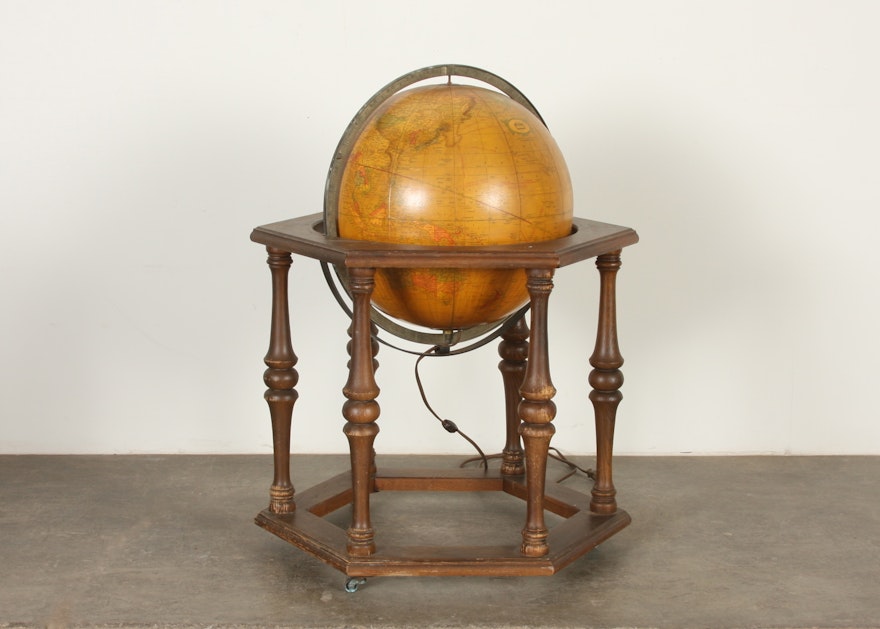 Butler Floor Globe, c.1938-1971, George F. Cram, Illuminated