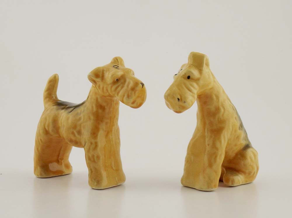 Vintage Airedale Terrier Salt and Pepper Shakers