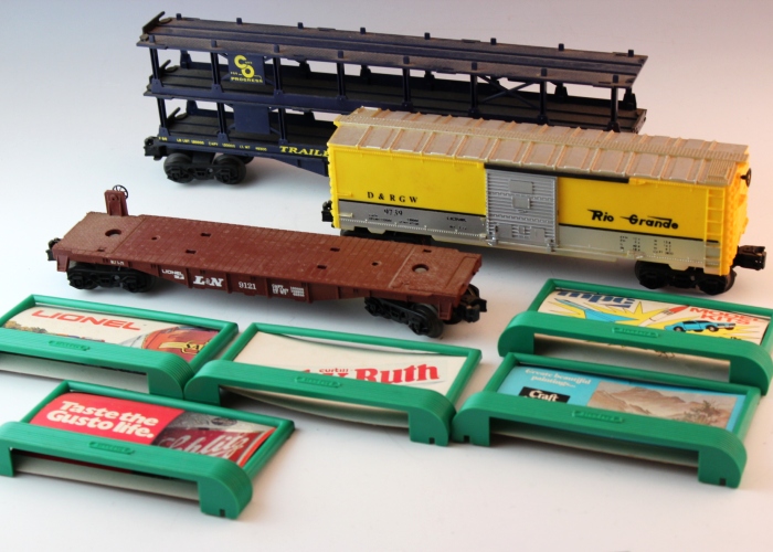 Lionel Train Cars, Billboards and Track