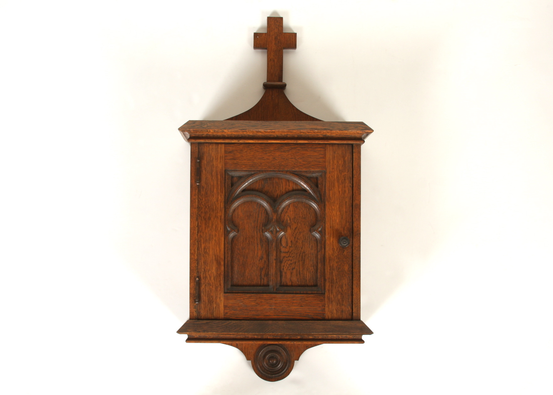 Neo-Gothic Early 20c Oak Ambry Cabinet