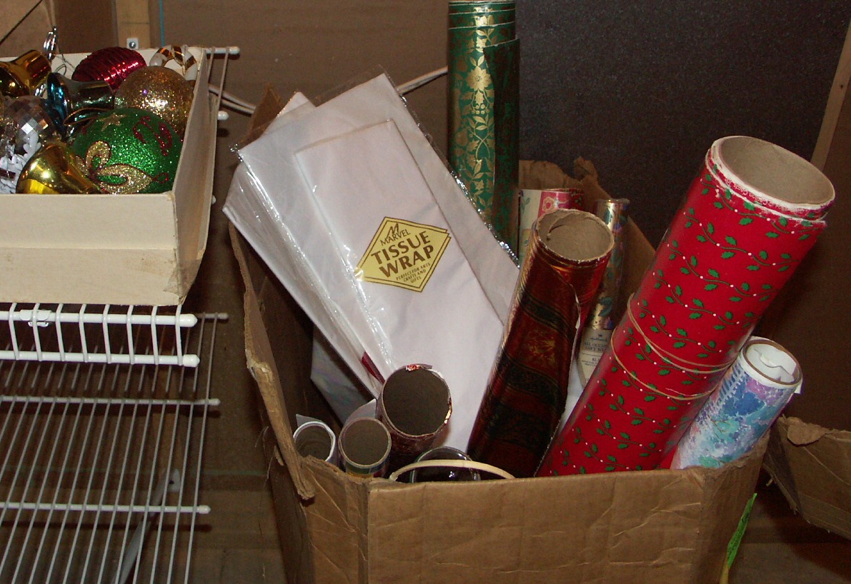 Shelf Lot of Christmas Decorations