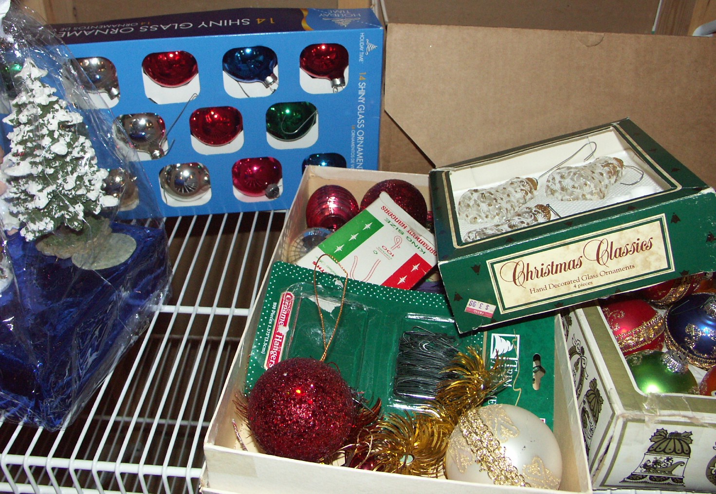 Shelf Lot of Christmas Decorations