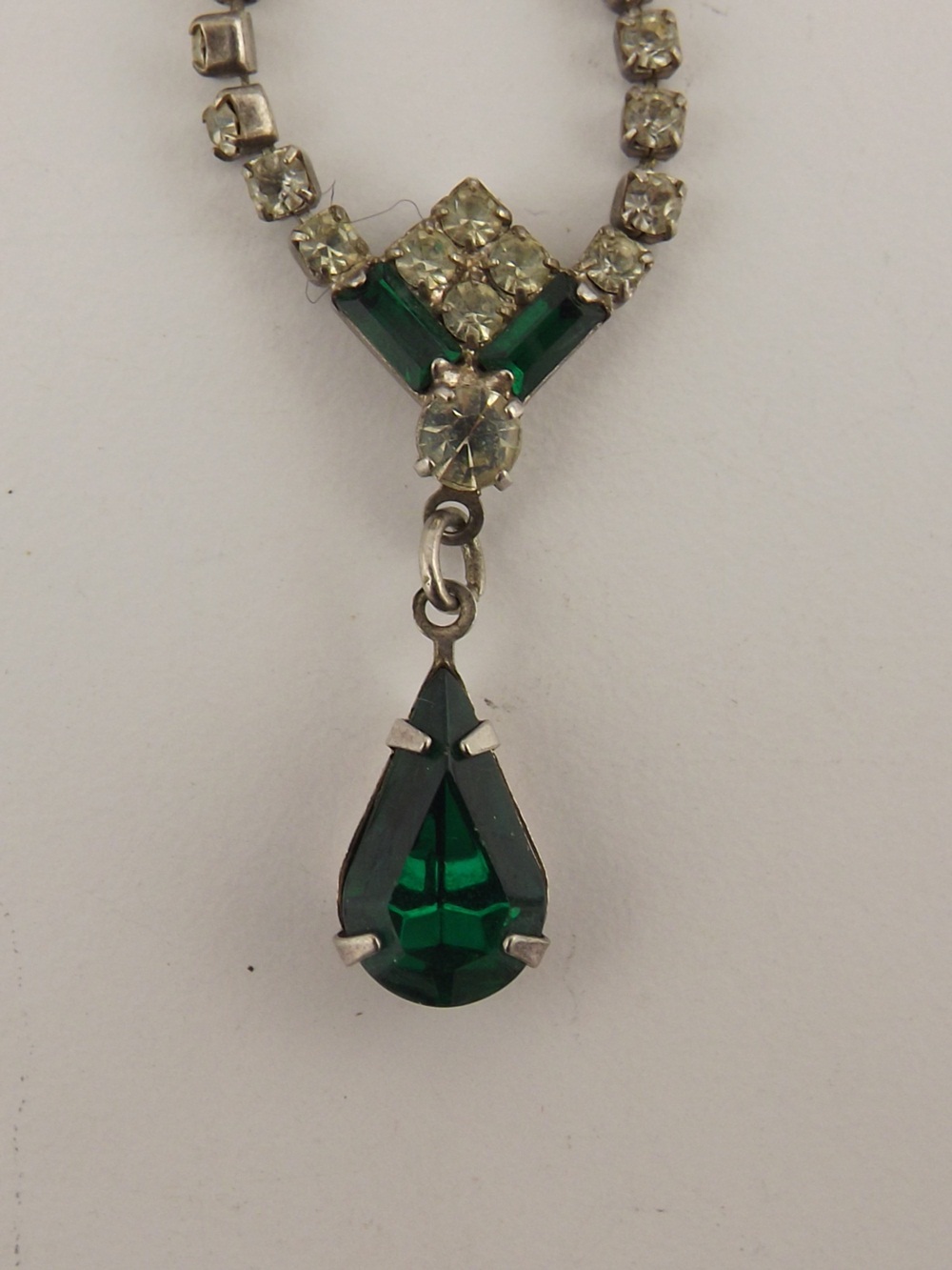 Vintage Rhinestone and Green Stone Jewelry