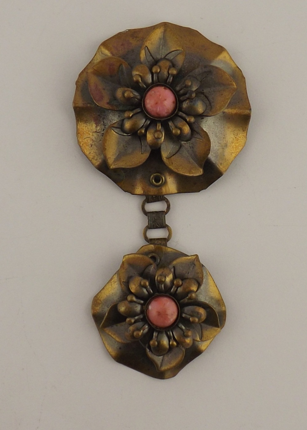 Vintage Copper Floral Drop Pin