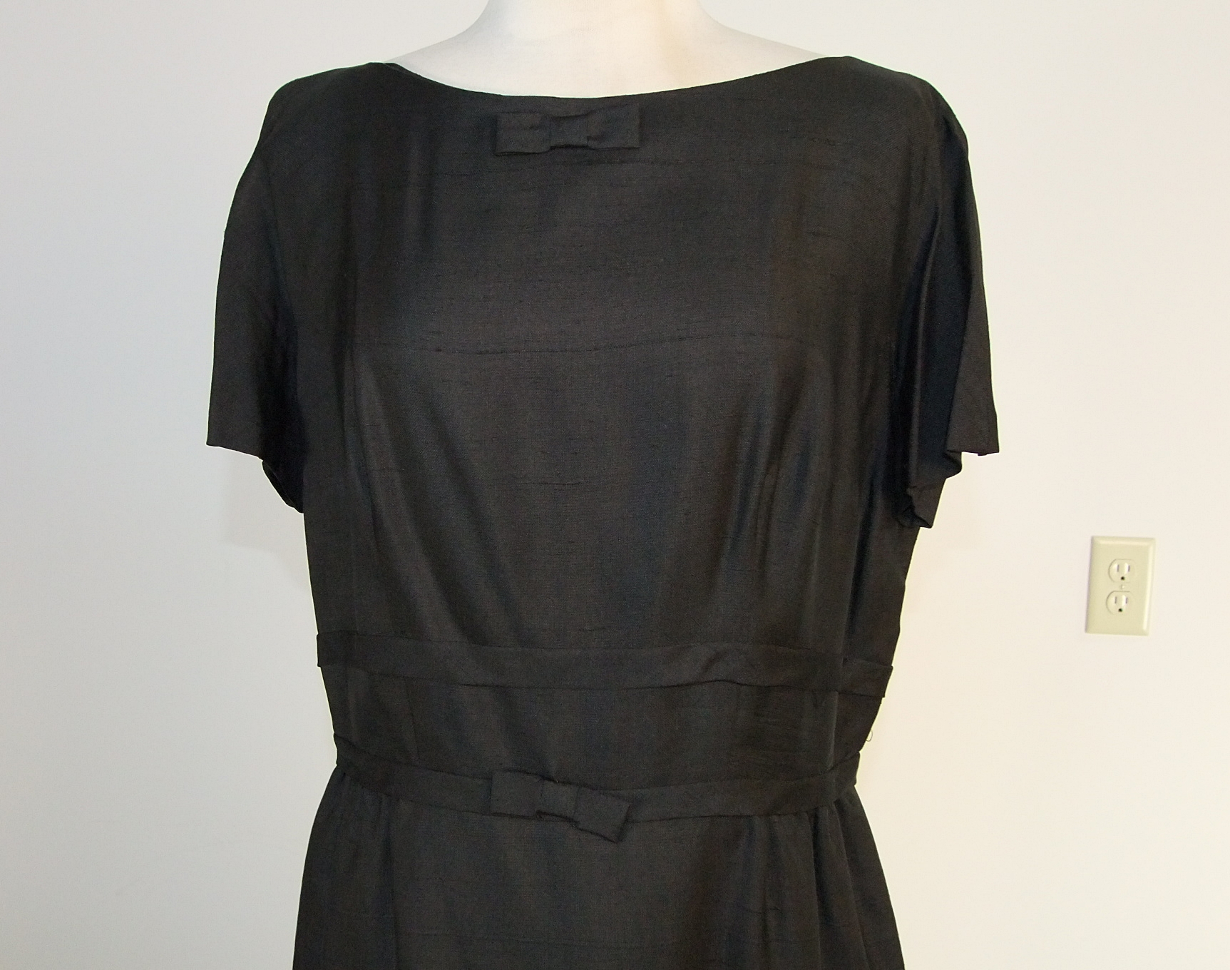Designer vintage Andrew Arkin Petites black silk day dress and cropped jacket