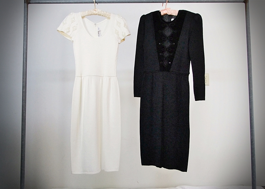 Two St. John by Marie Gray vintage knitted dresses