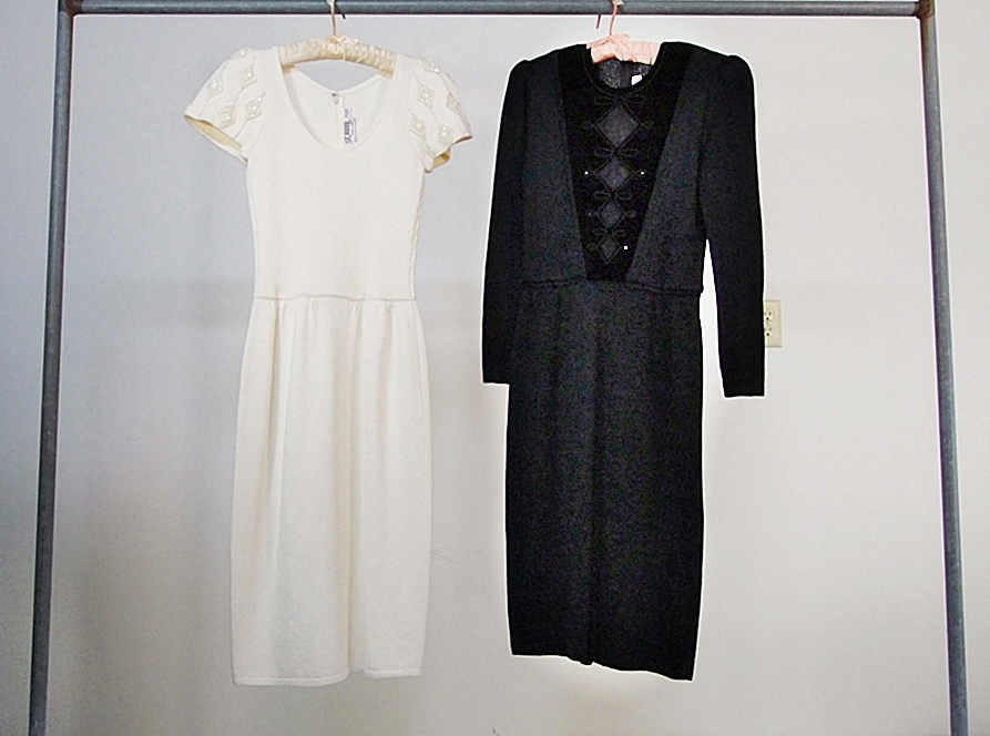 Two St. John by Marie Gray vintage knitted dresses