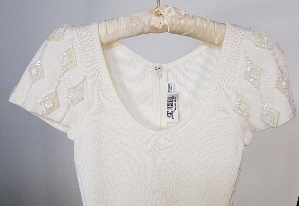 Two St. John by Marie Gray vintage knitted dresses