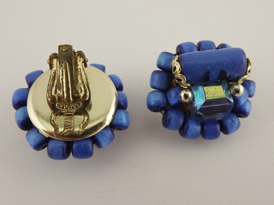 Faux Pearl Jewelry & Blue Stone Earrings