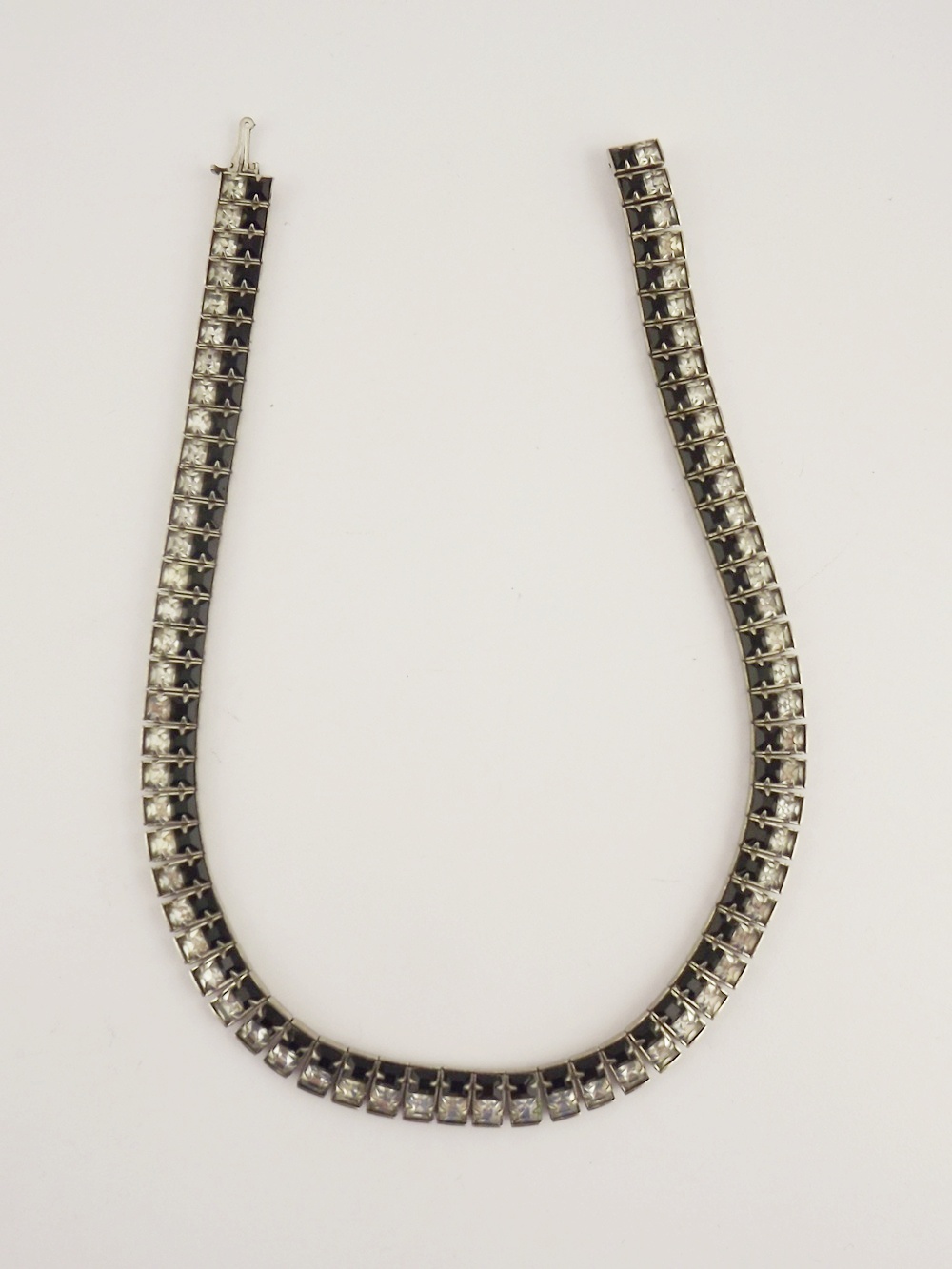 Black Stone and Rhinestone Choker and Bracelet