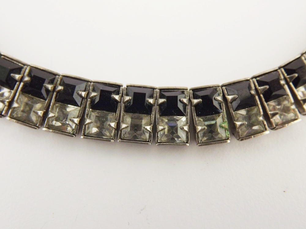 Black Stone and Rhinestone Choker and Bracelet