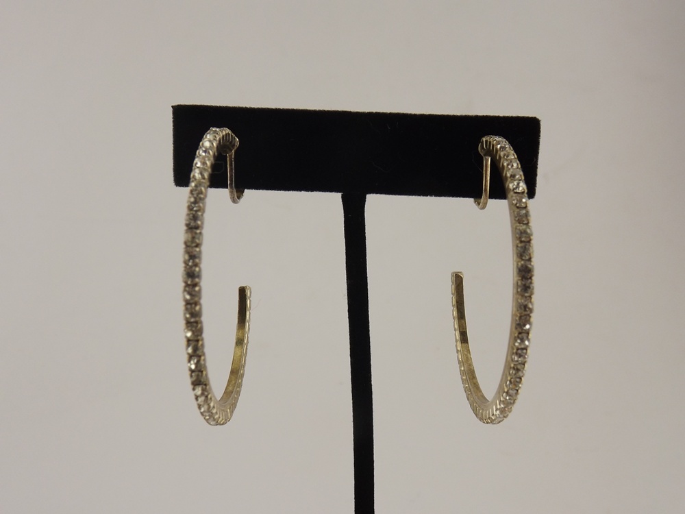 Rhinestone Hoop Earrings and Knotted Mesh Earrings