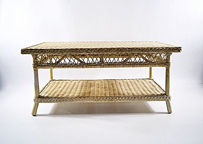 Pier One Cream Colored Wicker Cocktail Table