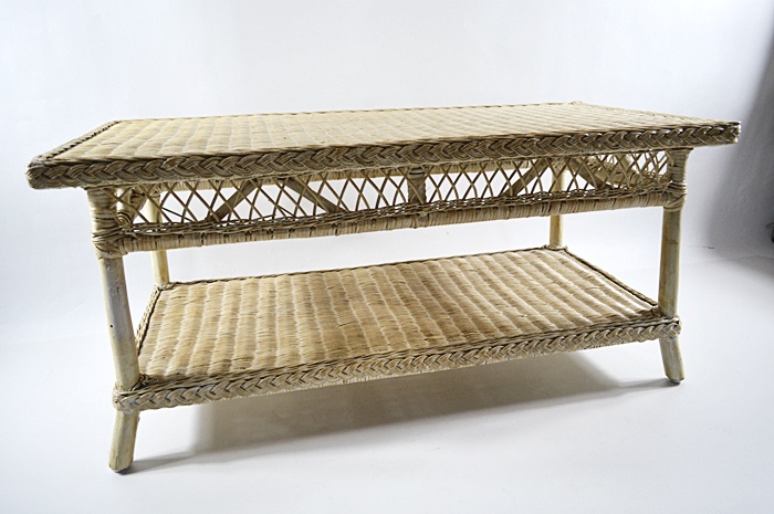 Pier One Cream Colored Wicker Cocktail Table