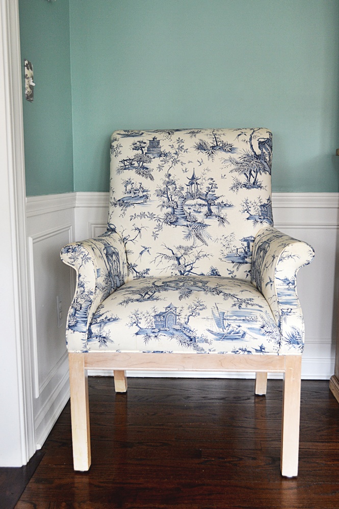 Four Toile Upholstered Dining Chairs