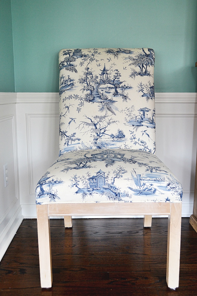 Four Toile Upholstered Dining Chairs