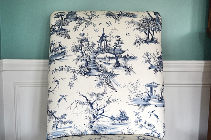 Four Toile Upholstered Dining Chairs