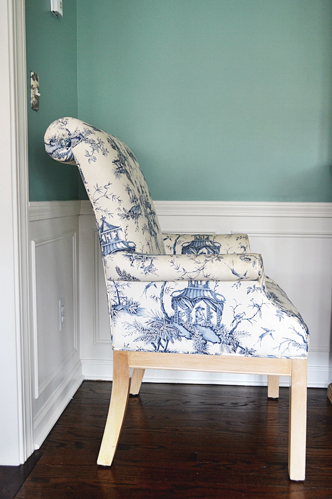 Four Toile Upholstered Dining Chairs
