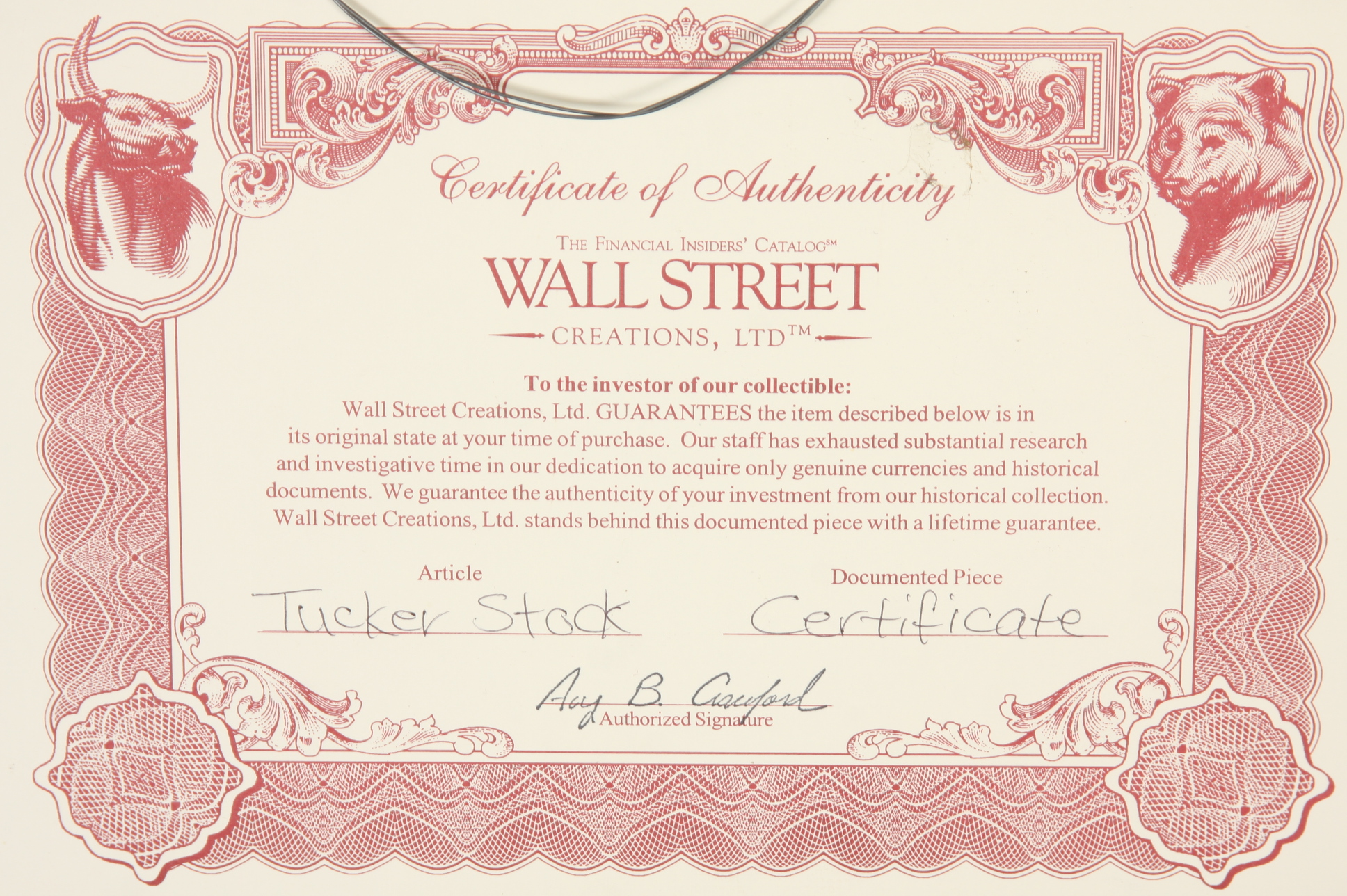 Tucker Corporation Stock Certificate