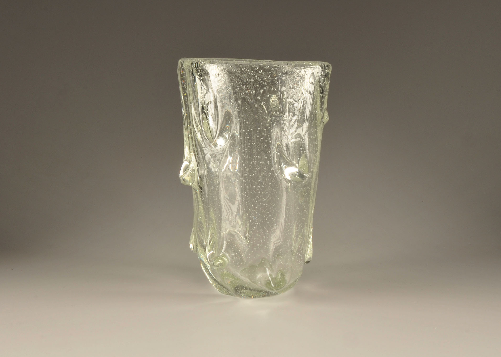 Vintage Scandinavian Art bubble glass clear crystal vase 
