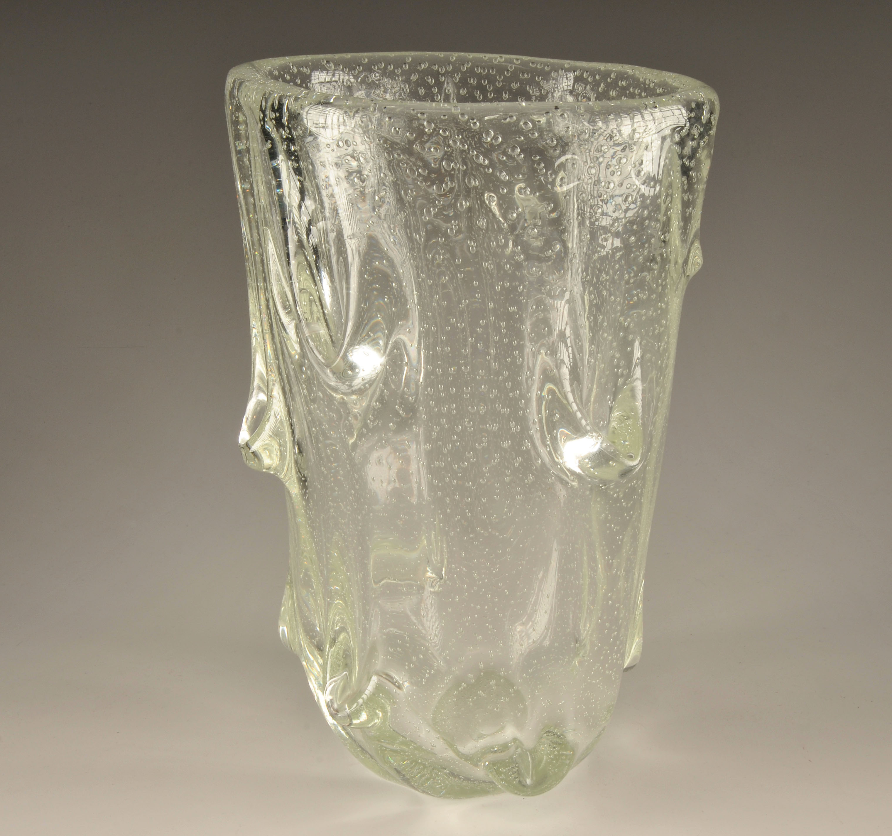 Vintage Scandinavian Art bubble glass clear crystal vase 