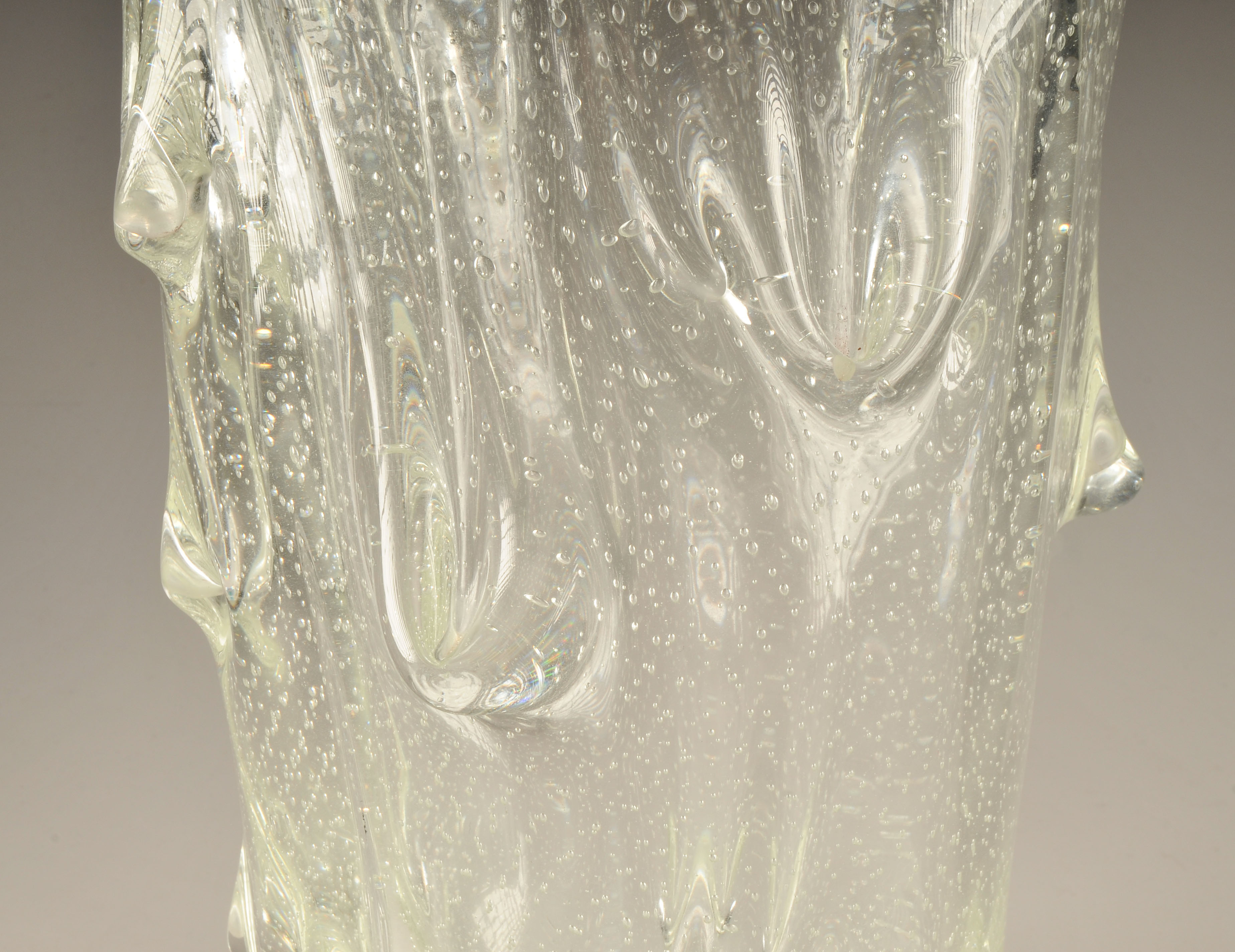 Vintage Scandinavian Art bubble glass clear crystal vase 