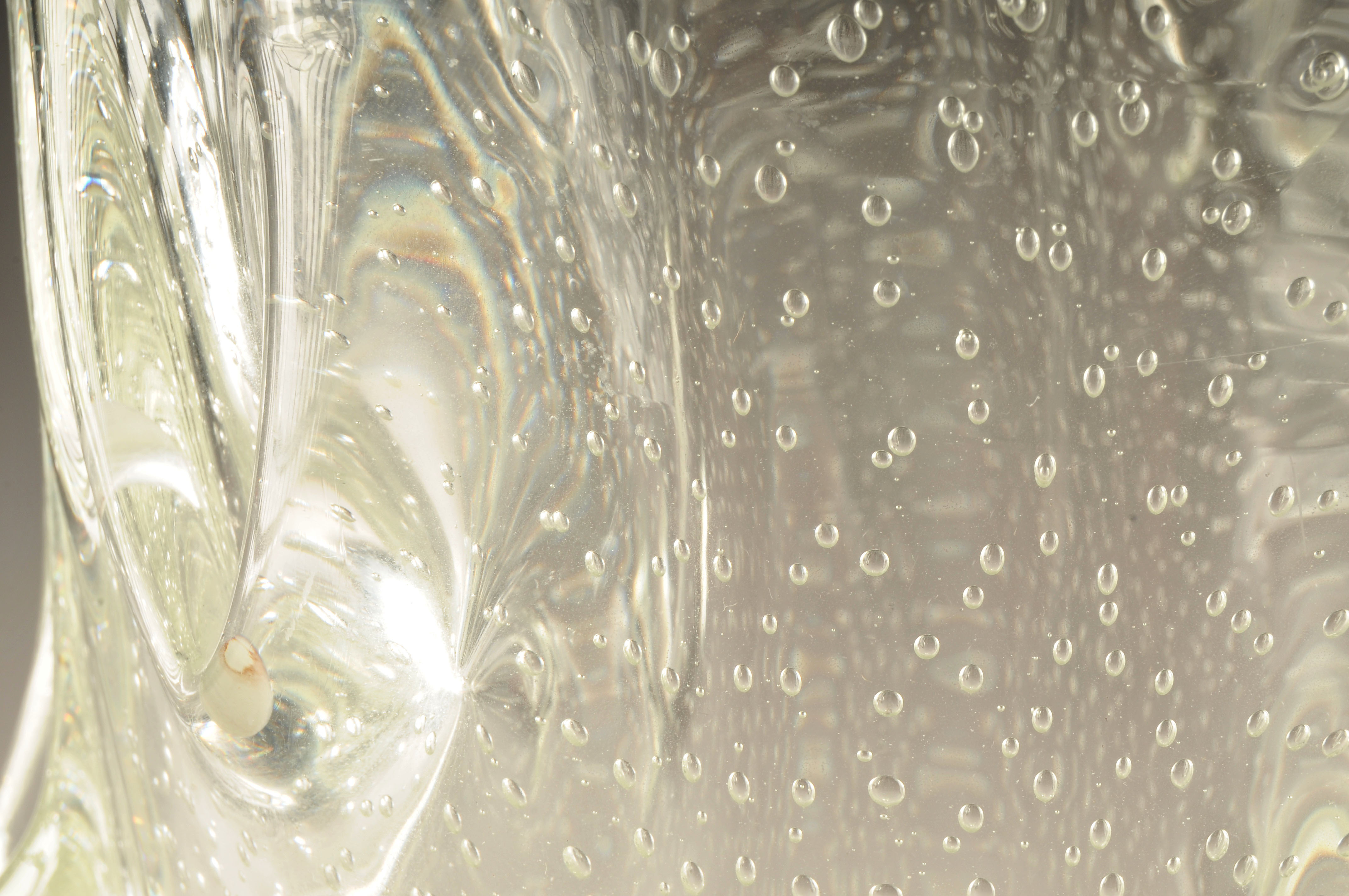 Vintage Scandinavian Art bubble glass clear crystal vase 