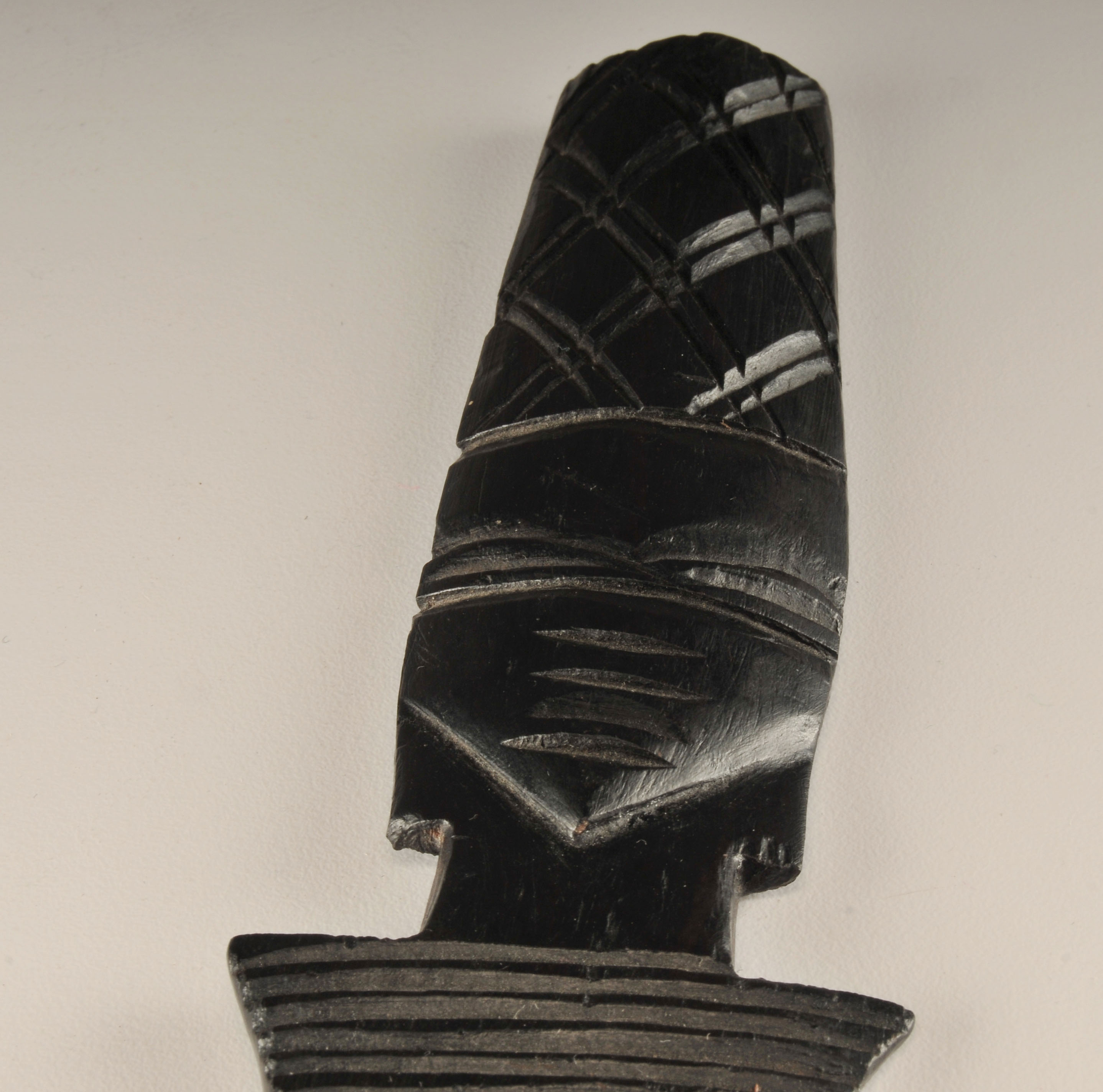  Vintage African hand carved ebony wood machete 