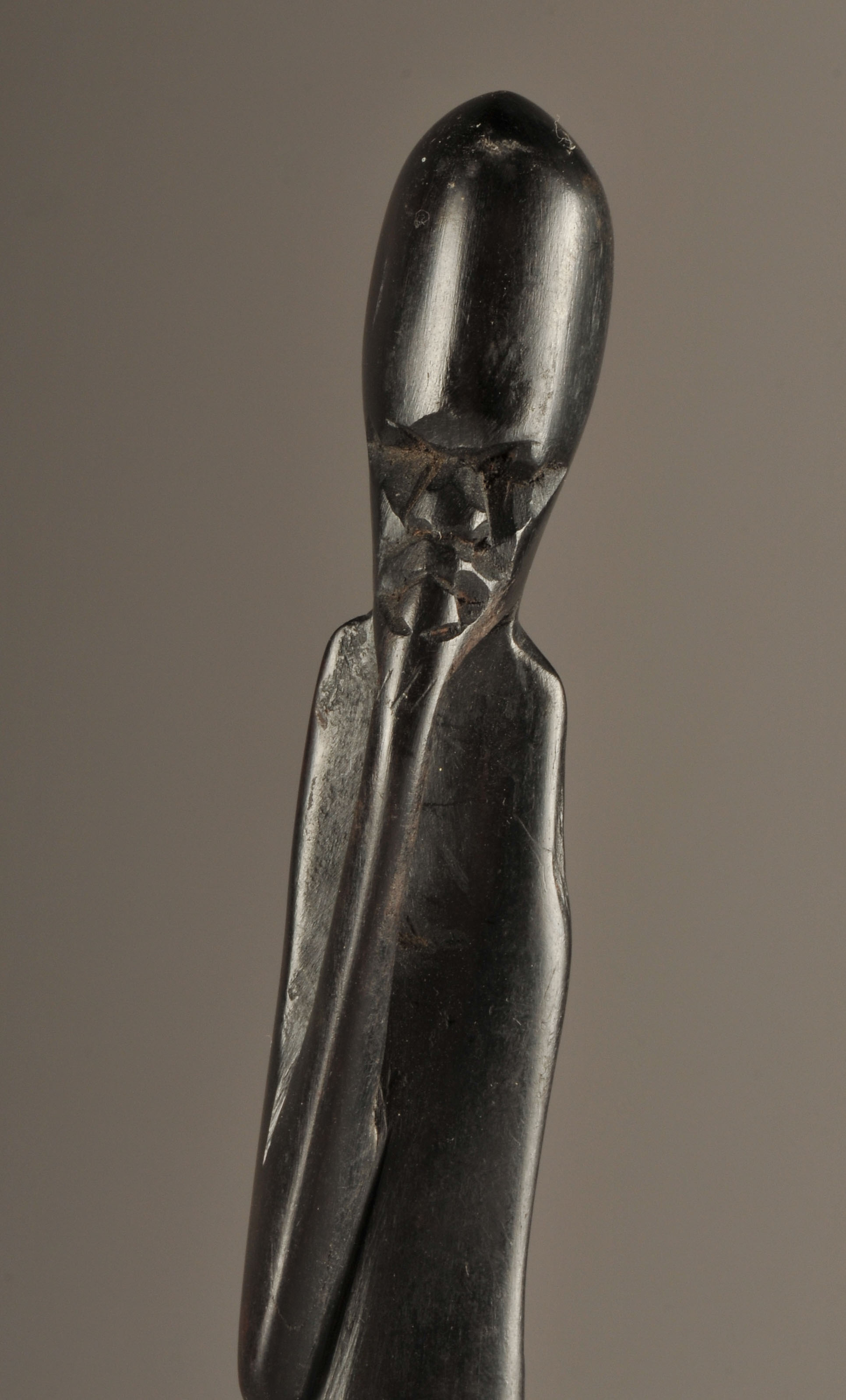 Vintage African hand carved Rhinoceros and Tribesman sculpture 