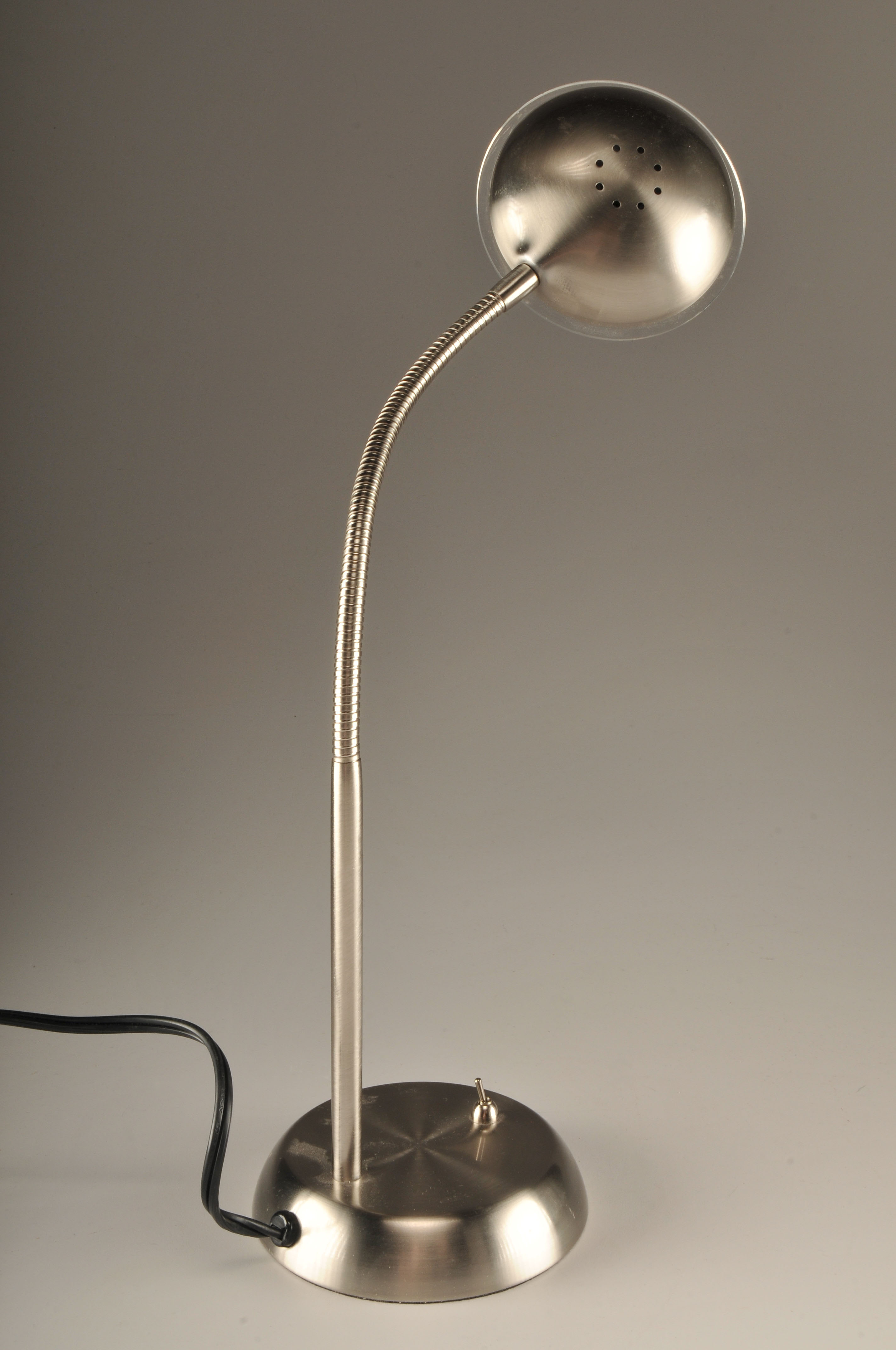  Modern portable lamp in stainless steel with bendable coiled stem 