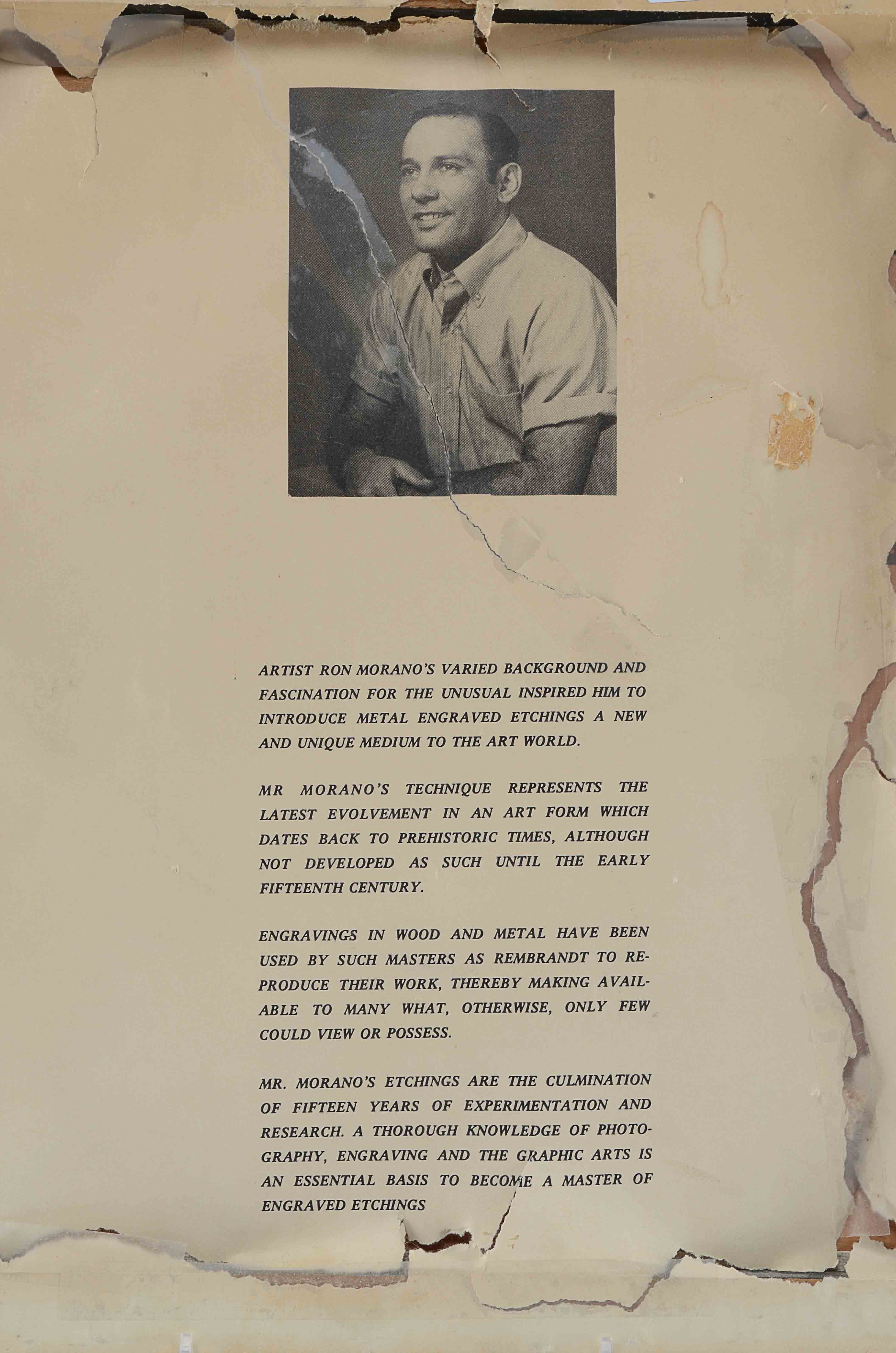 Original Ron Mornao Engraved Metal Plate