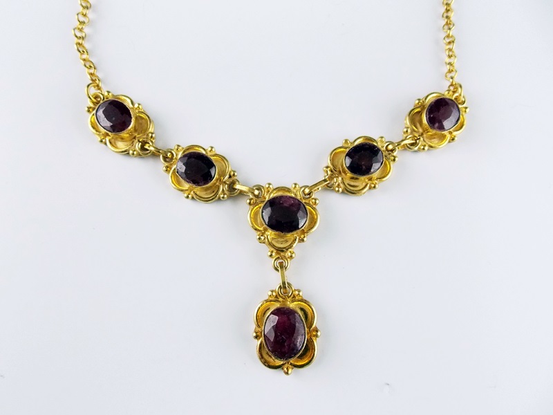 Old World Faceted Garnet Necklace and Bracelet