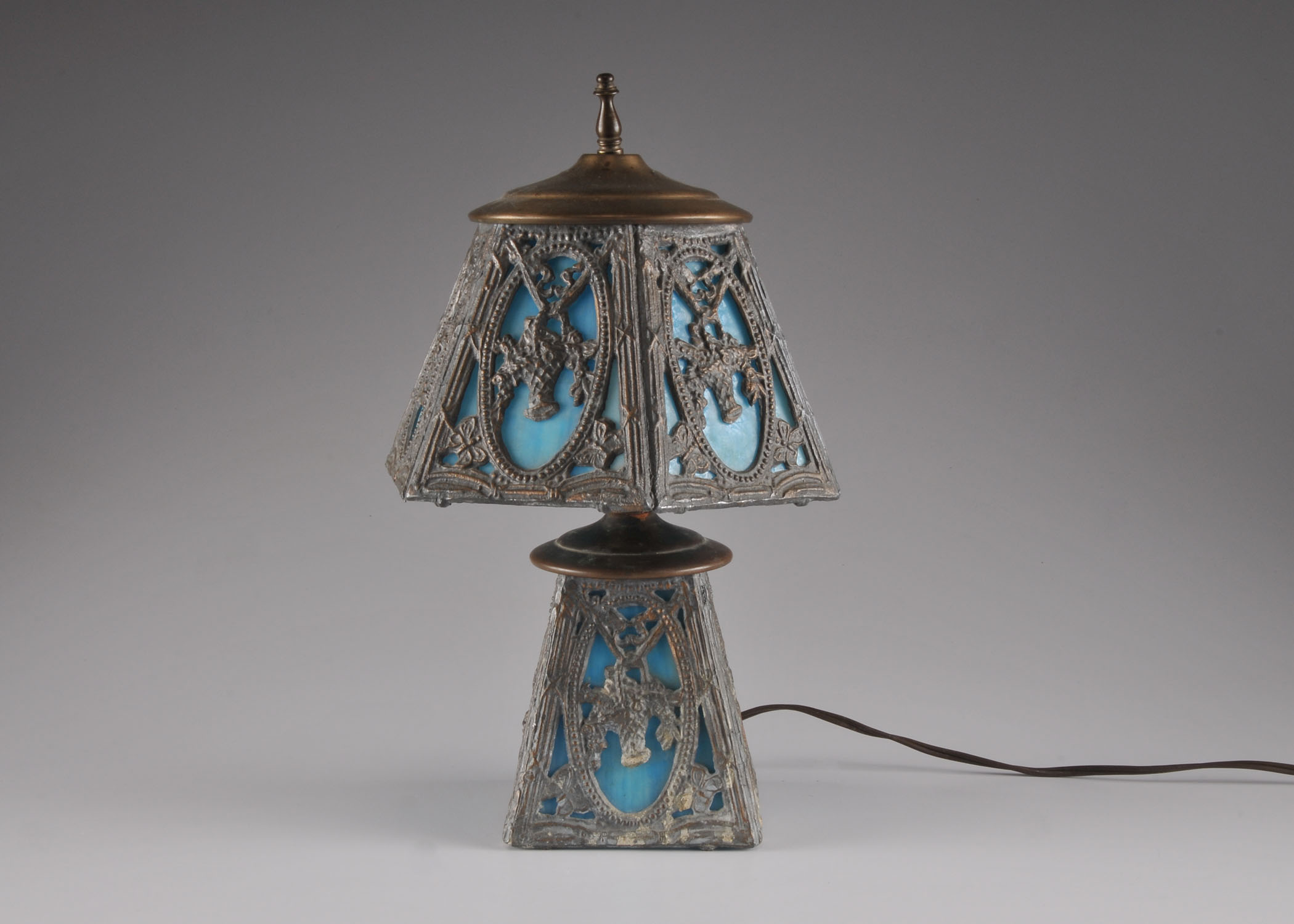 Blue Slag Glass Lamp