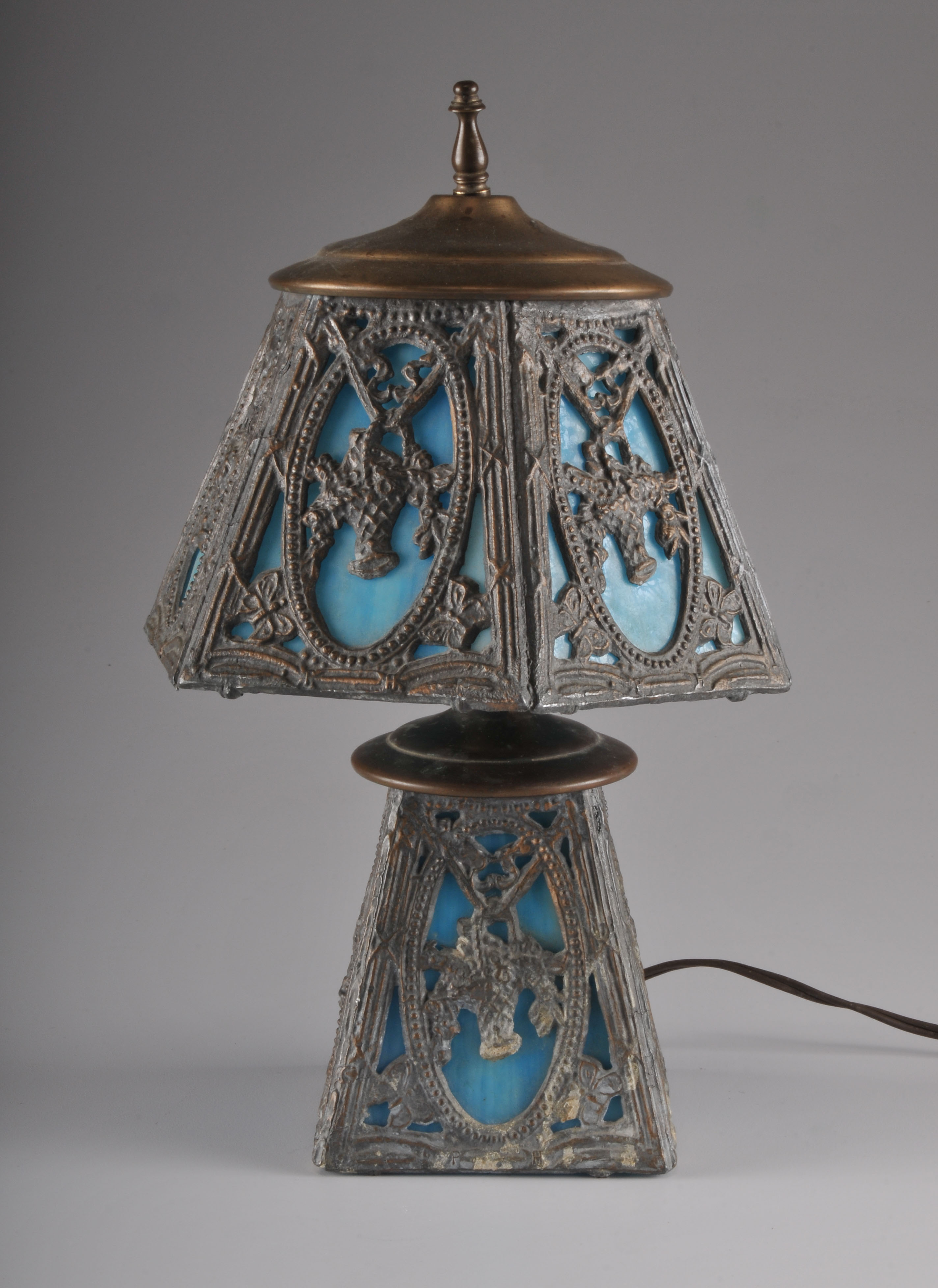 Blue Slag Glass Lamp