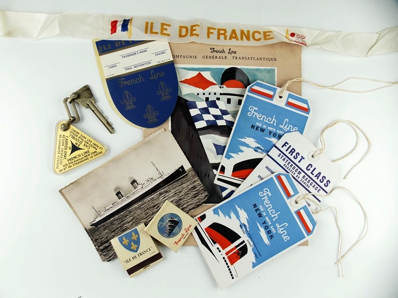 1953 Ile De France and Queen Elizabeth Oceanliner Ephemera